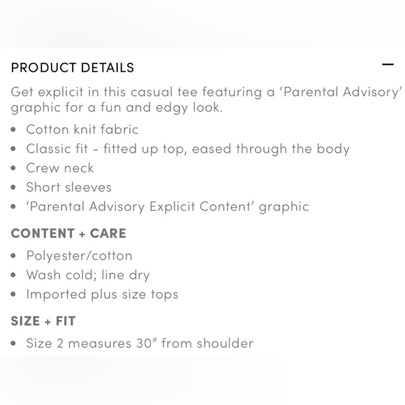 Torrid Classic Fit - Parental Advisory Black Crew Tee. - Picture 5 of 5